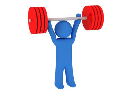 3d render of sportsman with weight. Isolated on white background. の写真素材