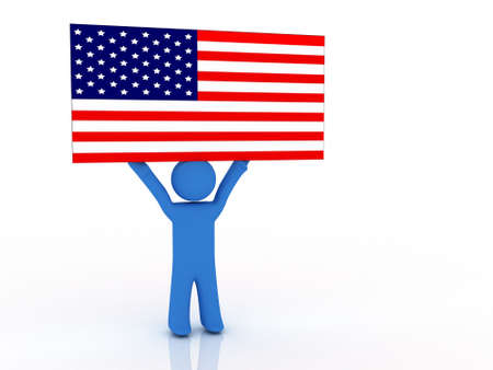 3d rendering of person with american flag;の写真素材