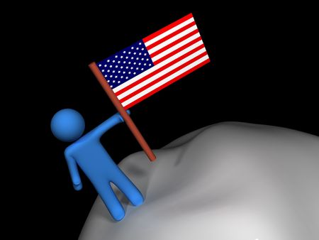 3d render of person on the moon.の写真素材