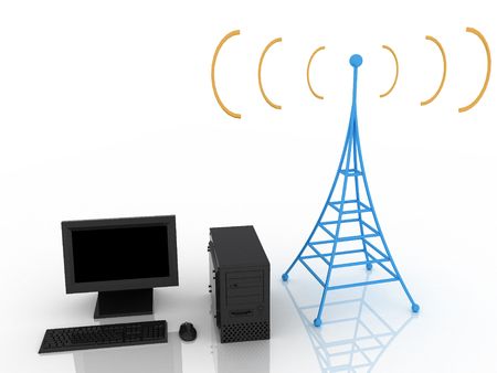 3d render of radio tower. Communication concept.の写真素材