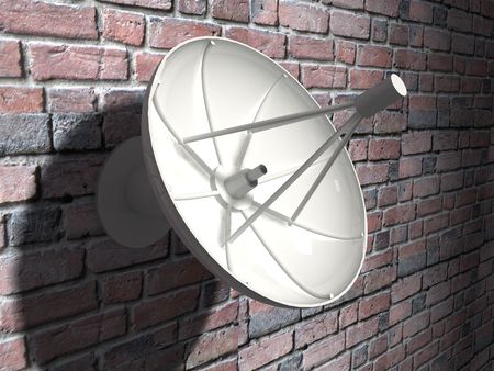 3d render of Satellite dish. Communication concept.の写真素材