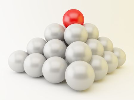 3d render of a pyramid of spheres. Teamwork concept.の写真素材