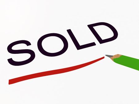 3d render of pencil with text "Sold"の写真素材