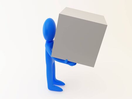 3d render of a person with the box.の写真素材