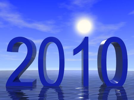 2010 with ocean and sky. 3d render.の写真素材