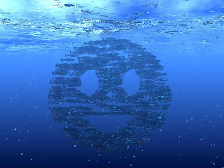 3d render of shoal of fishの写真素材