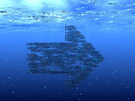 3d render of shoal of fishの写真素材