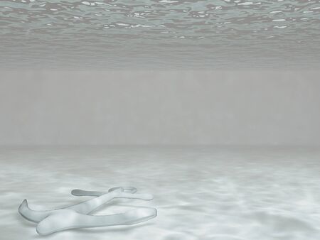 3d render of anchor on seabedの写真素材