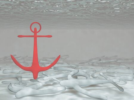 3d render of anchors on seabedの写真素材