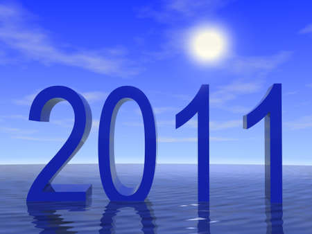 2011 with ocean and sky. 3d render.の写真素材