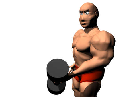 3d render of bodybuilder. Isolated on white backgroundの写真素材