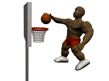 3d basketball player trying to made slam dunkの写真素材