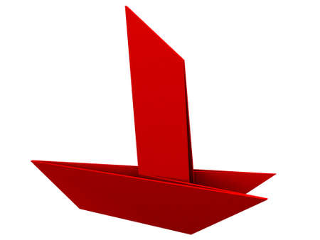 Boat made from paper. Origami. 3d render.の写真素材