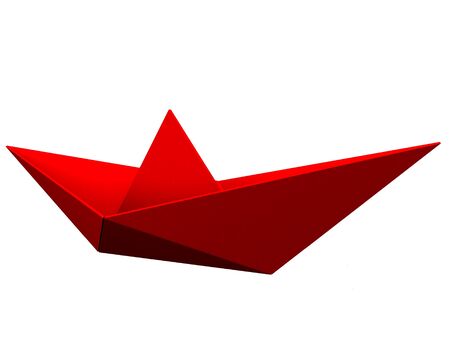 Boat made from paper. Origami. 3d render.の写真素材