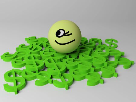 Success person on his money. 3d render.の写真素材
