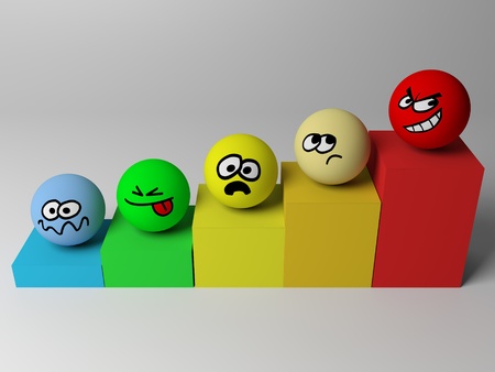Conceptual progress chart with persons. 3d render.の写真素材