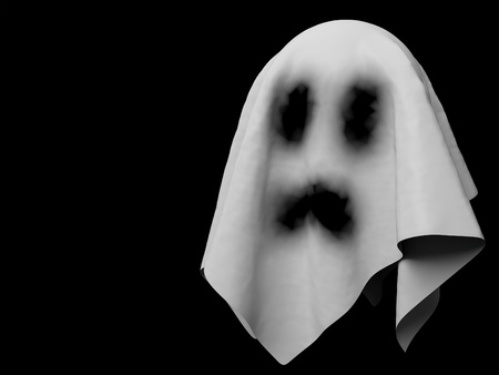 3d render of a spooky ghost. Black background.の写真素材