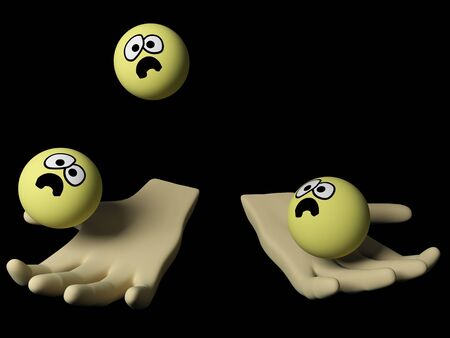 3d render of scene with funny spherical people.の写真素材