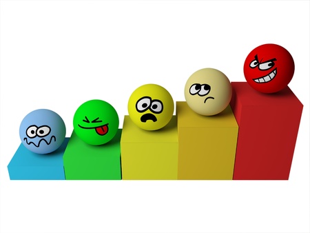 Conceptual progress chart with persons. 3d render.の写真素材
