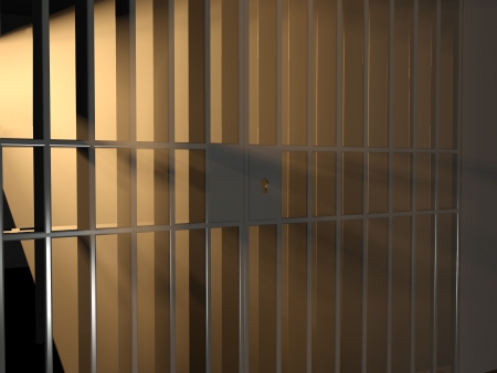 3d illustration of sunlight and cage. Freedom concept.の写真素材