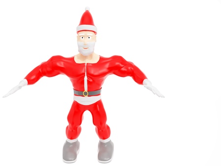 Athletic Santa Claus. Christmas. 3d render on white background.の写真素材