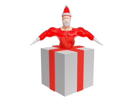 Athletic Santa Claus. Christmas. 3d render on white background.の写真素材