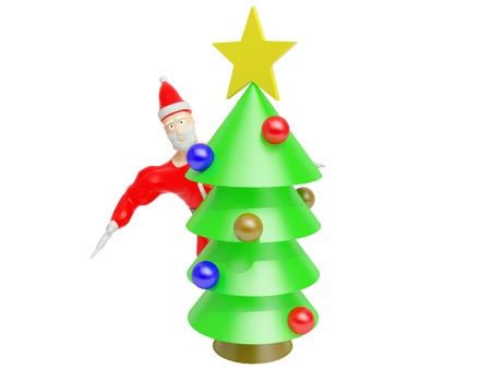 Athletic Santa Claus. Christmas. 3d render on white background.の写真素材