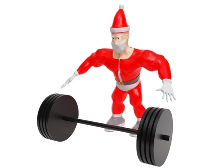 Athletic Santa Claus. Christmas. 3d render on white background.の写真素材