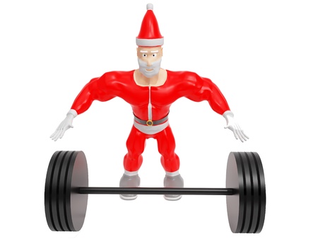 Athletic Santa Claus. Christmas. 3d render on white background.の写真素材