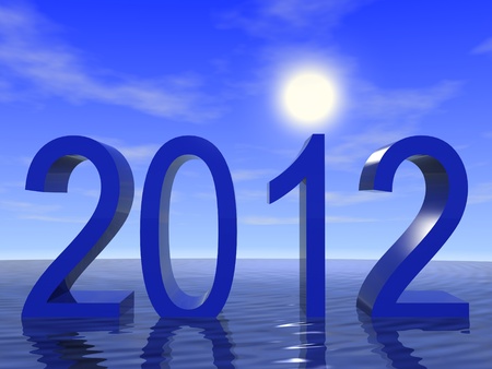2012 with ocean and sky. 3d render.の写真素材