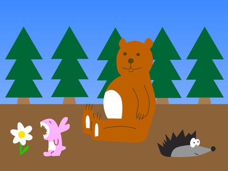 A vector illustration of funny forest animals.のイラスト素材