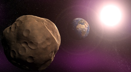 Large asteroid closing in on Earthの写真素材