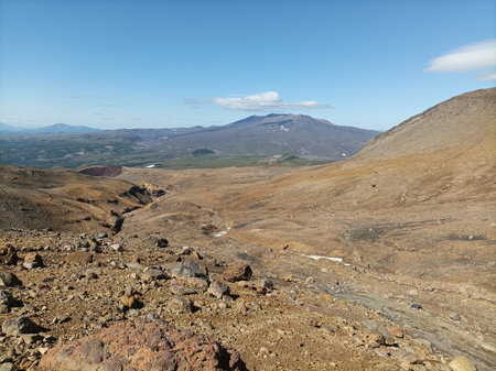 Mountains of Kamchatka in the summer. View of the volcano.の写真素材