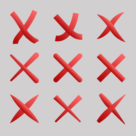 A set of crosses for marking, for use in graphic design
