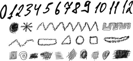 The numbers and figures are hand drawnのイラスト素材