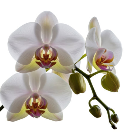 White orchid isolated on white background. Close-up. Studio photography.の素材