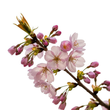 cherry blossom sakura isolated on white background with clipping pathの素材