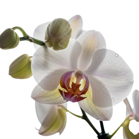 White orchid flower isolated on white background. Close-up.の素材