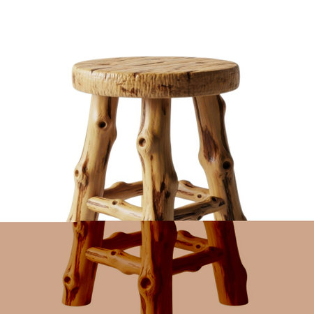 Charming rustic stool handcrafted from natural wood logs, perfect for adding a touch of country charm or farmhouse style to any room. A versatile accent piece for your home.の素材