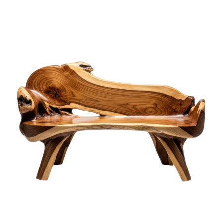 A beautifully crafted antique wooden bench with an ornate sculptural design. This elegant seating piece adds a unique artistic touch and historical charm to any interior or garden space.の素材