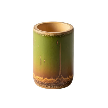 A single, unadorned bamboo cup is presented, showcasing its organic texture and natural color variations. Perfect for eco-conscious individuals seeking sustainable and stylish drinkware options.の素材