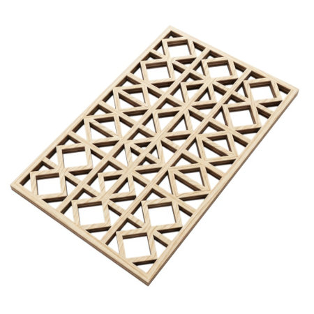 A detailed close-up view of a metal grate featuring an intricate geometric pattern. This textured surface showcases a complex design, suitable for industrial or architectural applications.の素材