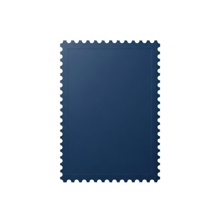 A deep indigo postage stamp with a clean, blank surface and distinctive perforated edges, perfect for crafting, mail art, or stamp collecting enthusiasts.の素材