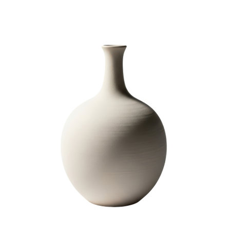 A minimalist pale green ceramic vase with a gently curved silhouette and a smooth matte finish, ideal for adding a touch of serene elegance to any room.の素材