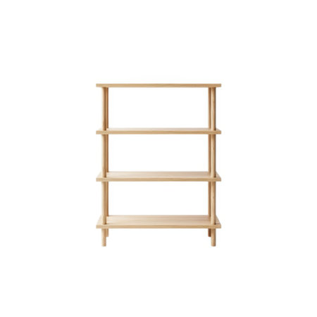 A charming and practical three-tier wooden shelf unit featuring classic turned legs. Ideal for organizing books, decor, or kitchen items in any room of your home.の素材