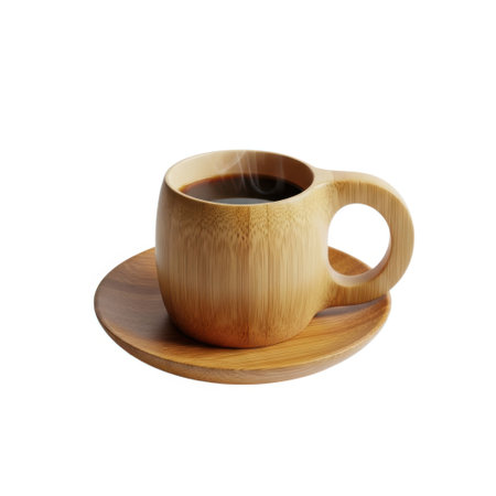 Experience the rustic charm of this wooden coffee mug and saucer. Perfectly sized for your morning brew, it offers a natural and inviting way to enjoy your favorite hot drink.の素材