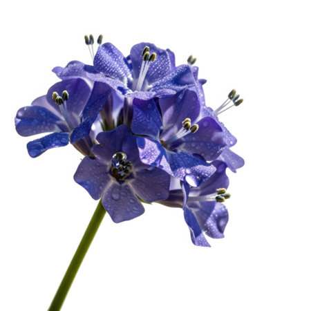 A close-up, isolated shot of a vibrant purple flower bloom, showcasing its delicate petals and intricate details against a clean, minimalist backdrop. This image evokes natural beauty and simplicity.の素材