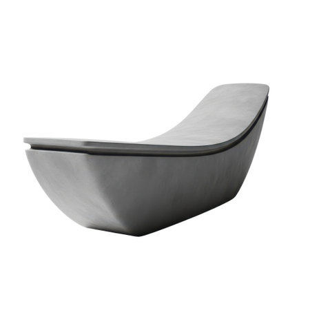 A contemporary gray lounge chair with a sleek, ergonomic, and curved design, presented isolated on a clean white background.の素材