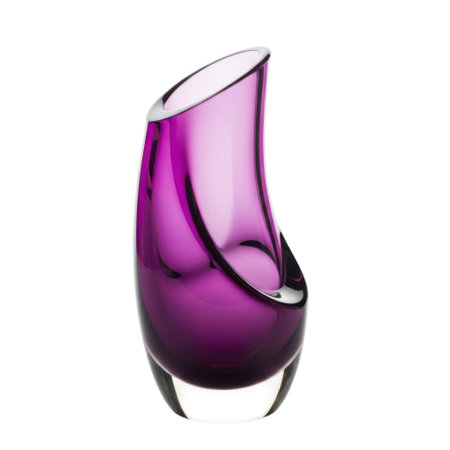 A striking modern purple glass vase with a unique sculpted form. This elegant accent piece adds a touch of contemporary style and vibrant color to any living space.の素材
