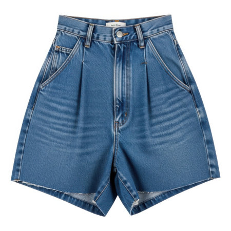 Discover stylish high-waisted pleated denim shorts perfect for summer. These casual jean shorts offer a flattering fit and a trendy silhouette for any warm-weather outfit.の素材